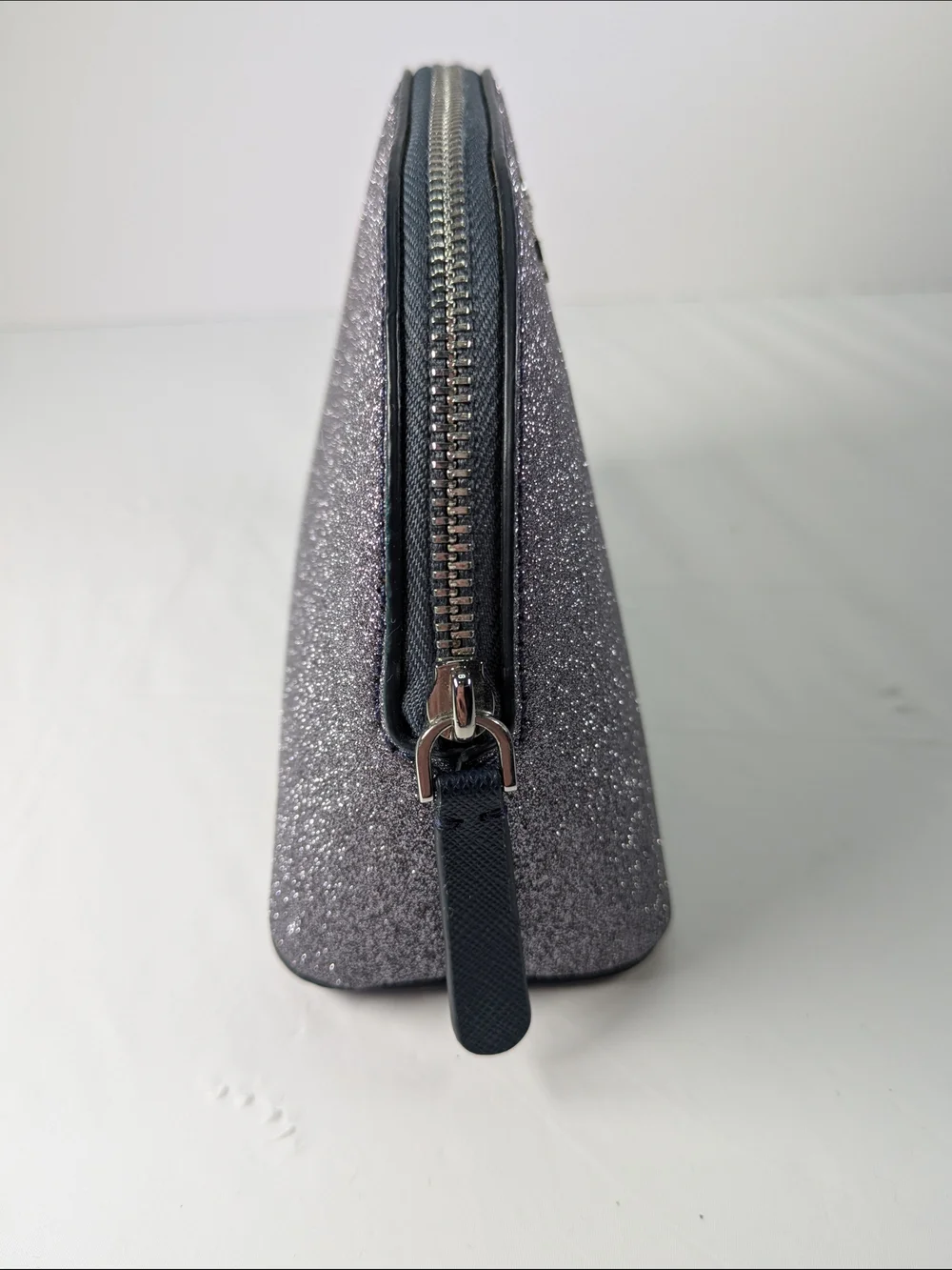 Kate Spade Silver Glitter Cosmetic Pouch